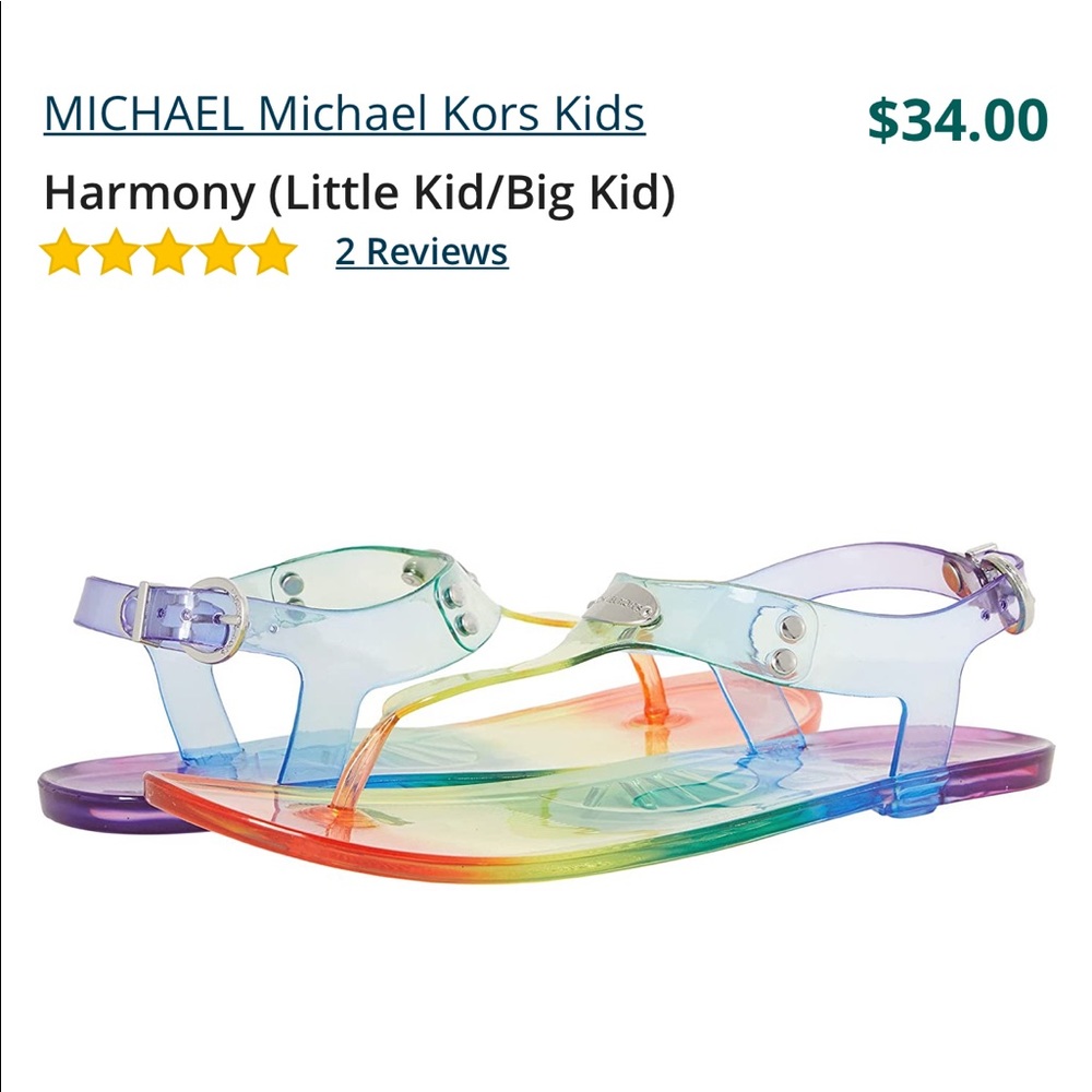 MICHAEL KORS RAINBOW JELLY SANDALS SIZE 2 girls